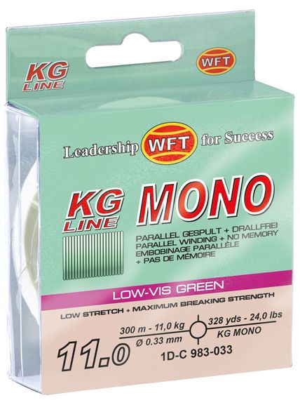 Леска монофильная WFT KG MONO Green 300 м, 0,33 мм