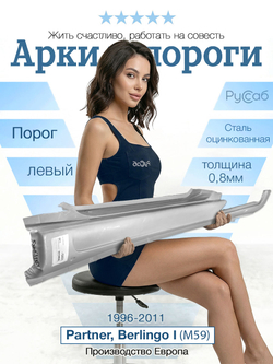 Порог левый Peugeot Partner, Citroen Berlingo 1996-2011 (Polcar)
