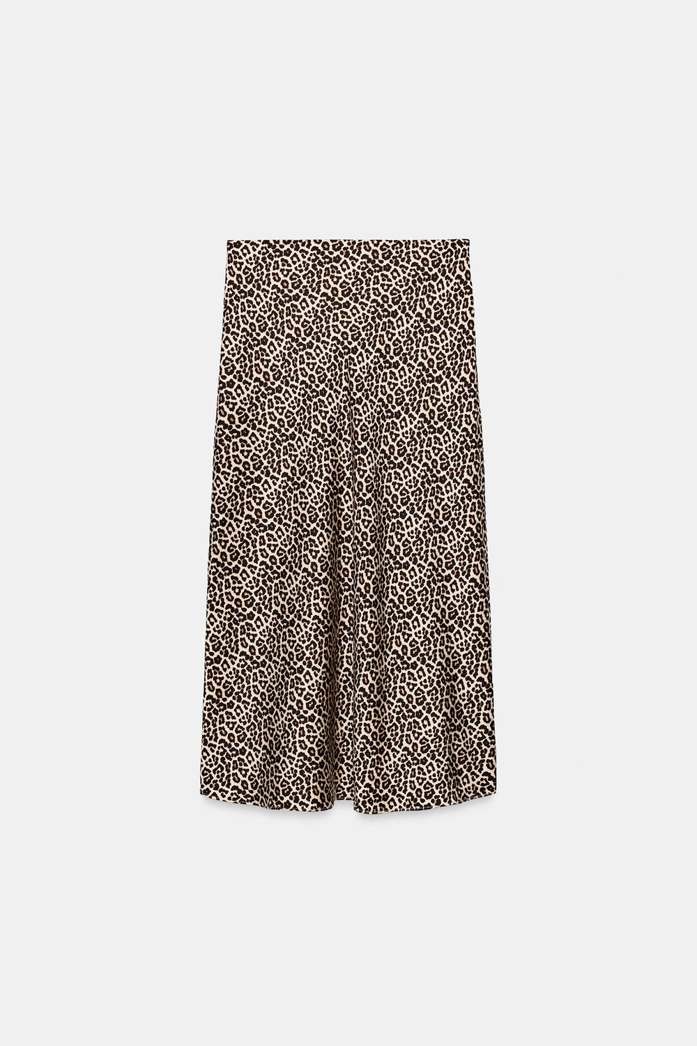 ZARA АТЛАСНАЯ ЮБКА МИДИ С АНИМАЛИСТИЧЕСКИМ ПРИНТОМ, ЛЕОПАРДОВЫЙ/НЕЖНО-КОРИЧНЕВЫЙ