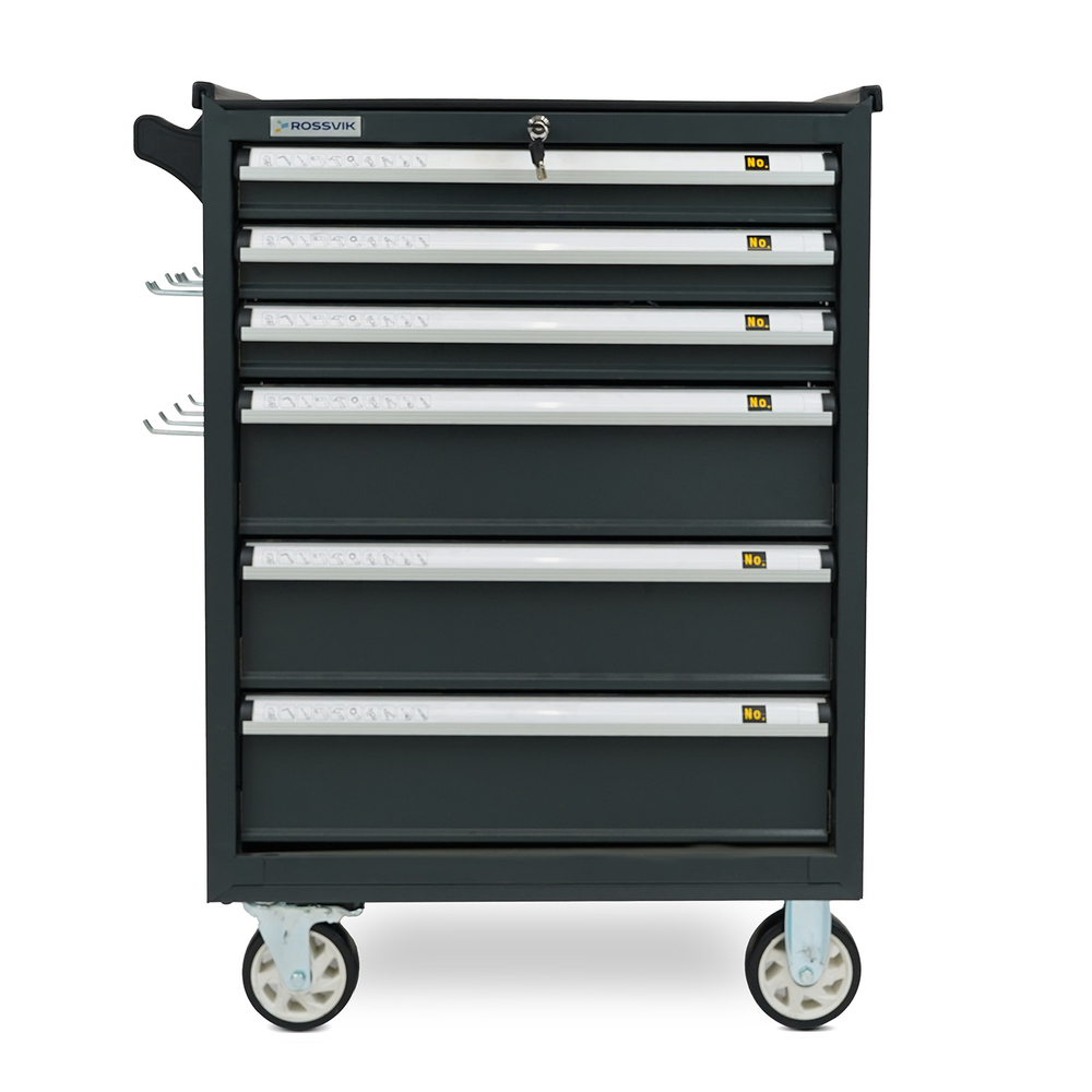 Тележка инструментальная ROSSVIK T006, 780*480*1000 мм, 6 ящиков, серый