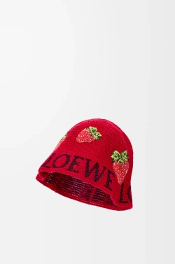 Loewe Панама из хлопка с клубничным принтом, красный