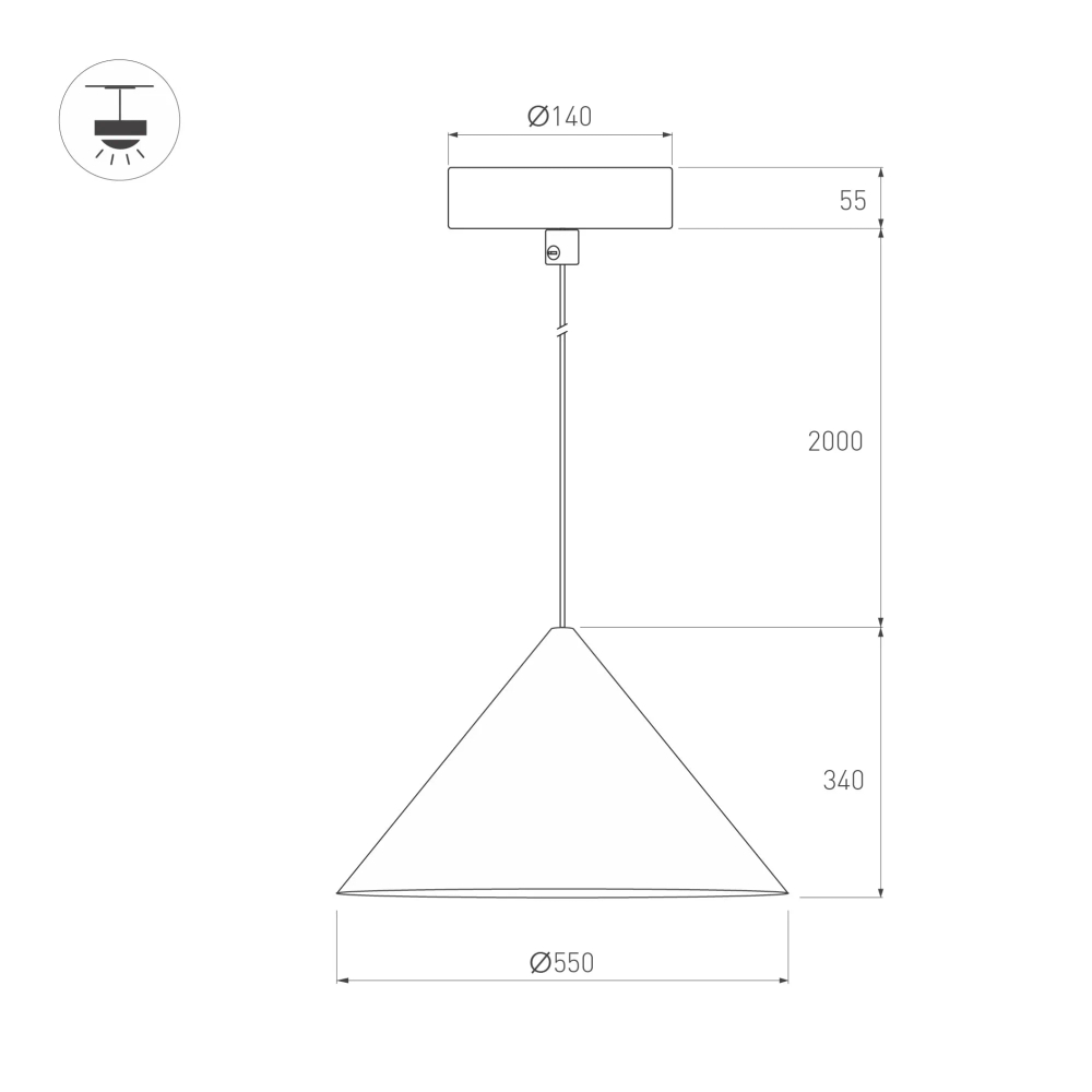 Светильник SP-MAKOTO-R550-14W Warm2700 (WH, 36 deg, 230V, TRIAC) (Arlight, IP20 Металл, 3 года) 054407