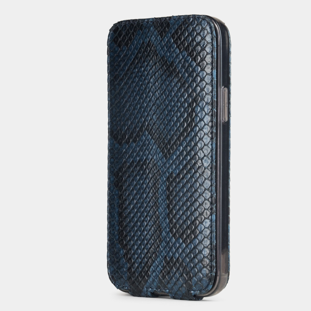 Чехол для iPhone 12 Pro Max из натуральной кожи питона, синего цвета