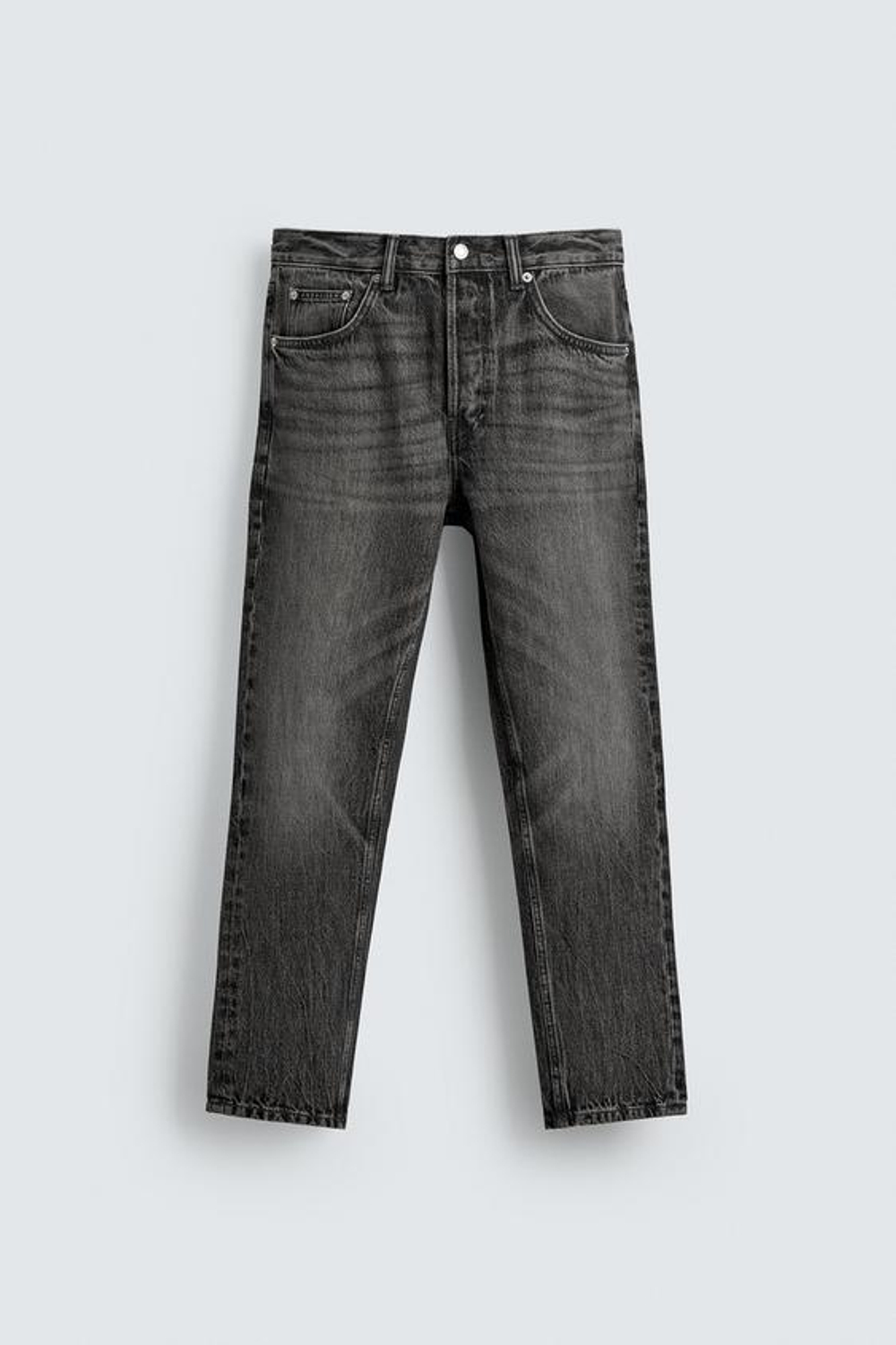 ZARA УКОРОЧЕННЫЕ ДЖИНСЫ SLIM FIT, СЕРЫЙ