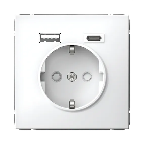 Розетка с USB A+C с заземлением и защитными шторками Systeme Electric ArtGallery Белый GAL000132