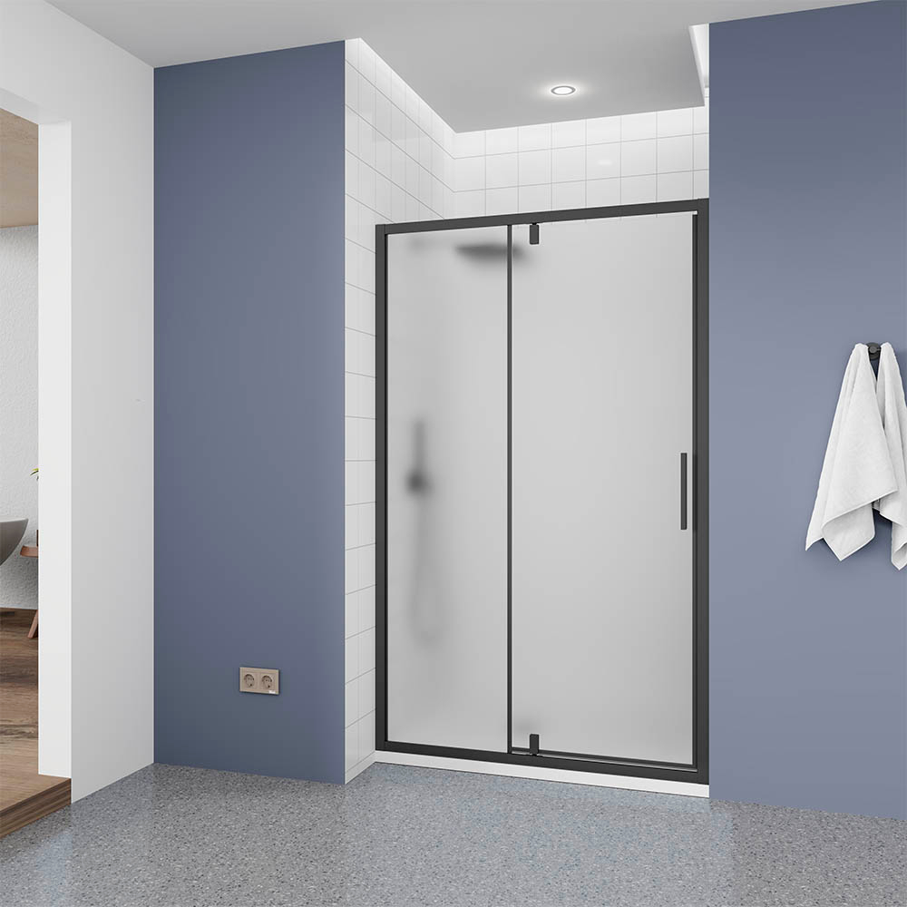 Душевая дверь Veconi Ottimo P20 B, 1200x1900, черный матовый, стекло матовое