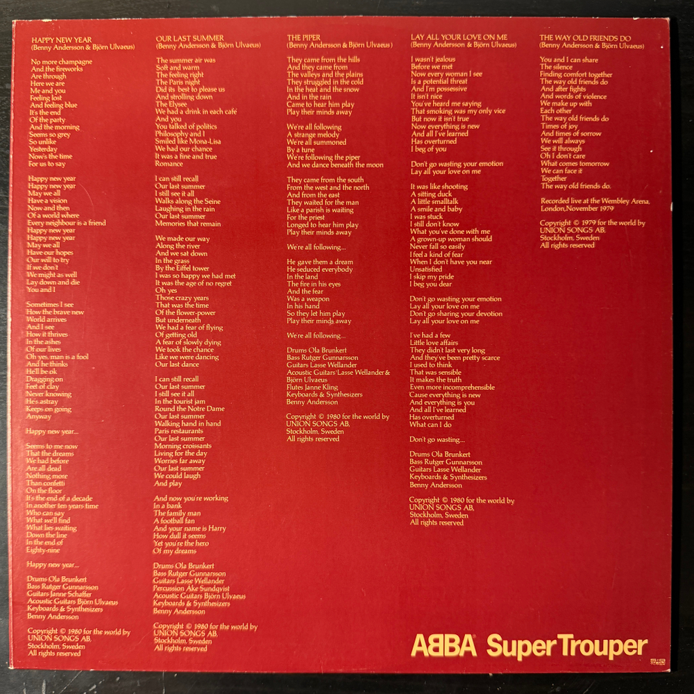 ABBA - Super Trouper (Швеция 1980г.)