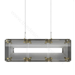 Pendant design lamp  Hyperqube by Felix Monza (3 lampshade ,  Smoky)
