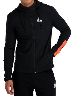 Мужская теннисная толстовка Le Coq Sportif Training SP Full Zip Hoody N°2 M - black/orange perf