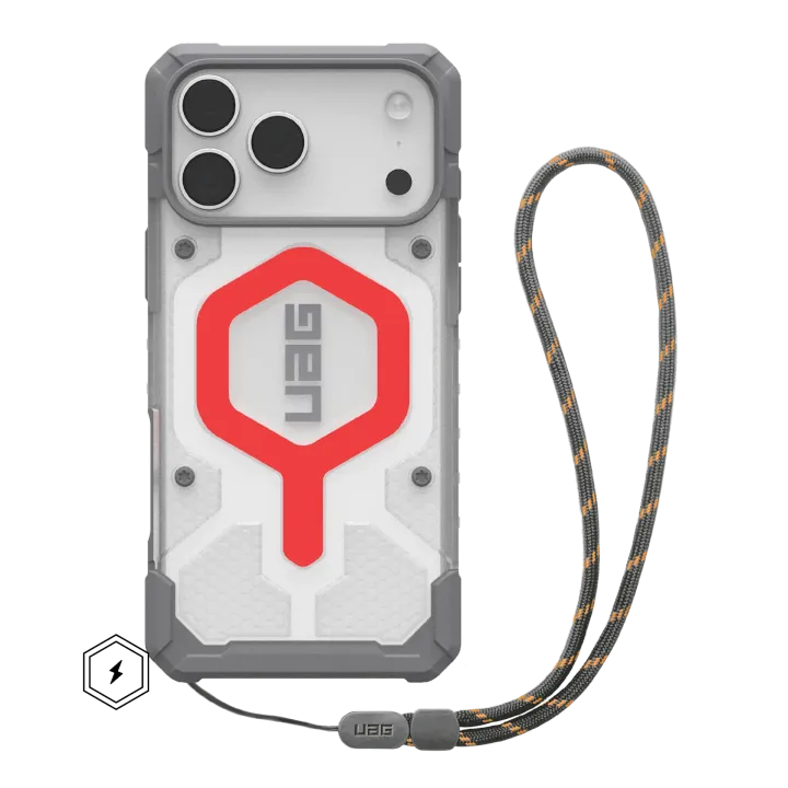 UAG Pathfinder Clear Lanyard with MagSafe Series Case for Apple iPhone 17 Pro Max Active Lava Case + Active Lava Lanyard (Серый)