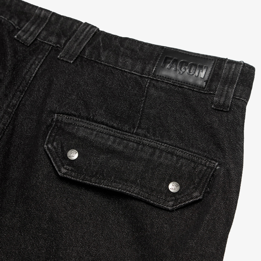 Black Denim Multipocket Pants