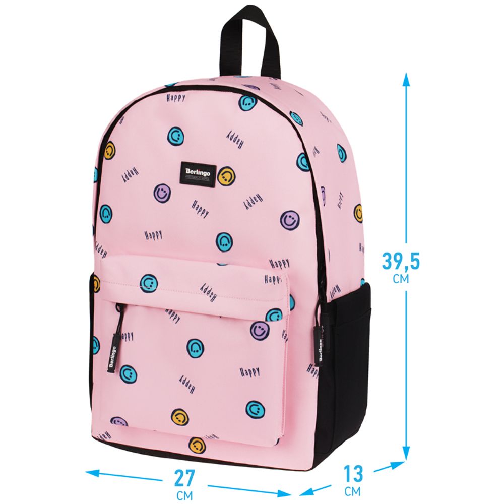 Рюкзак Berlingo Casual Happy pink 39,5*27*13см, 500 гр., 1отд. 3карм, уплотненная спинка