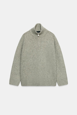 ZARA СВИТЕР ИЗ МЯГКОГО ТРИКОТАЖА, СЕРЫЙ МЕЛАНЖ