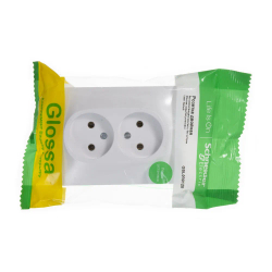 GLOSSA РОЗЕТКА двойная без заземления, 16А, в сборе, БЕЛЫЙ