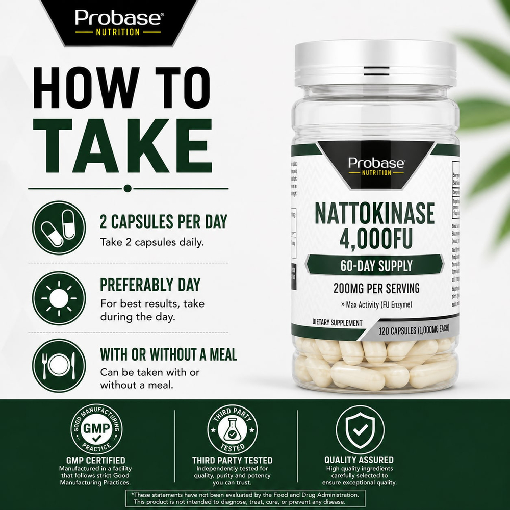 Probase Nutrition, Наттокиназа, 120 капсул (100 мг на капсулу)