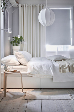 IKEA MERETE  (ИКЕА МЕРЕТЕ)  -  Шторы, 1 пара, сетка/белый, 145x300 см