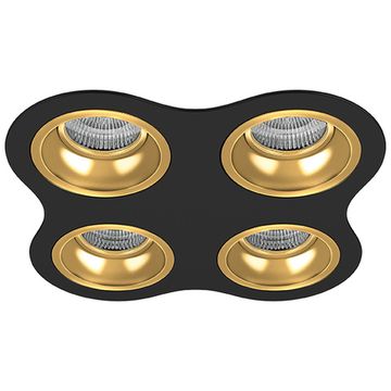 Комплект из светильников и рамки 4*GU5.3 D64703030303 чёрный/золото Domino Lightstar