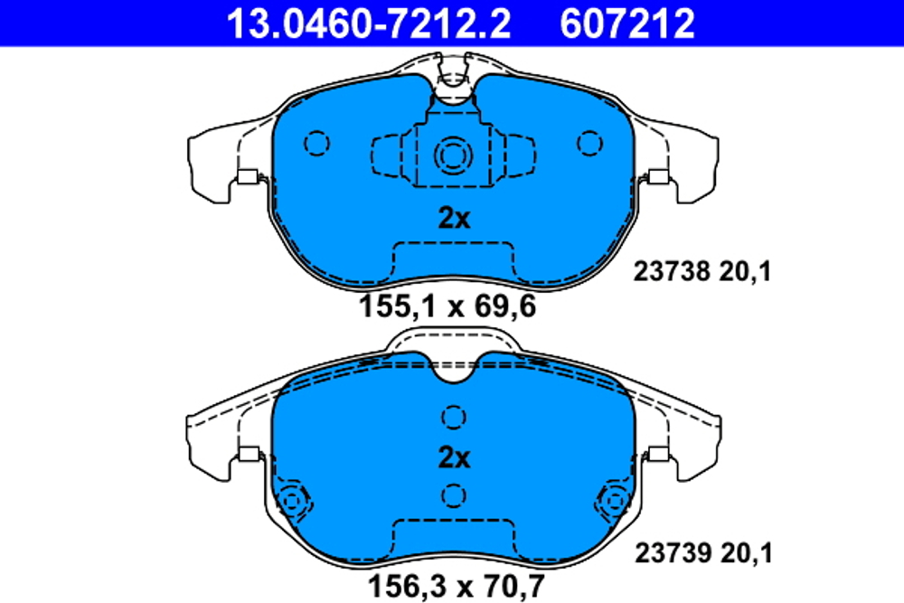 ATE - 13046072122-ATE - Brake Pad Set, disc brake