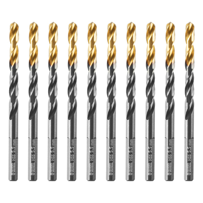 Сверло по металлу, 5,5 мм, HSS-Tin, Golden Tip, 10 шт. Denzel