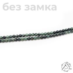 Нить бусин яшма черно-зеленая 6 мм