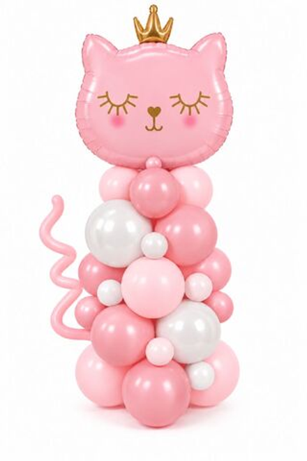 Стойка на шарах "Розовая кошечка с короной"