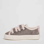 Замшевые кеды INUIKII Shearling Low Velcro Grey на меху