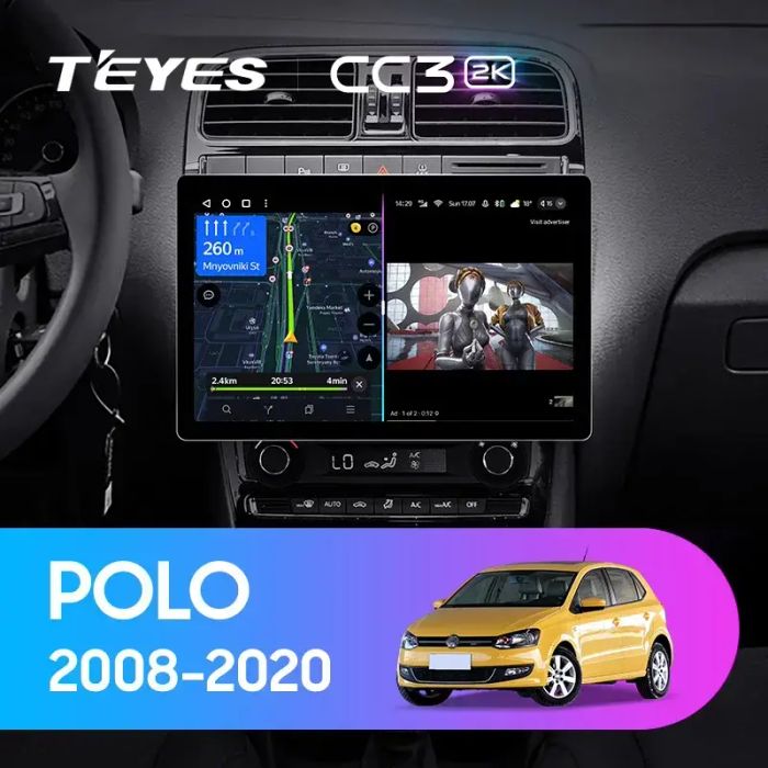 Магнитола для Volkswagen Polo 5 2009-2020 (рамка черная глянцевая) - Teyes CC3-2K-360 монитор 13" 2K QLED на Android 10, Быстрая, CarPlay, 4G SIM-слот, 4 камеры в комплекте