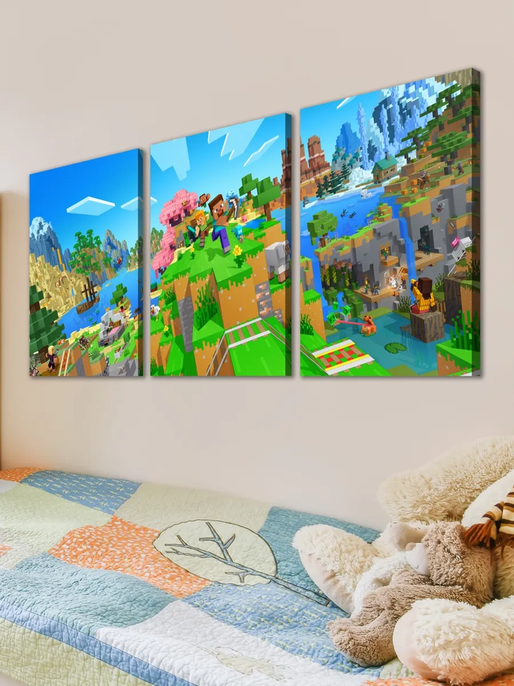 Модульная картина Minecraft, 150х70см