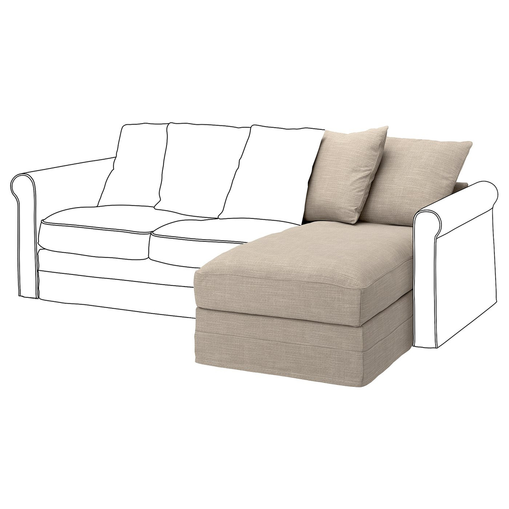 IKEA GRÖNLID  (ИКЕА ГРЁНЛИД)  -  Чехол на секцию-шезлонг — Хилларед, бежевый