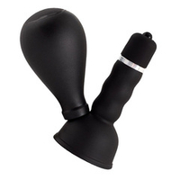Черный вибратор 8см с грушей на сосок ToyFa Black&Red 905002-5