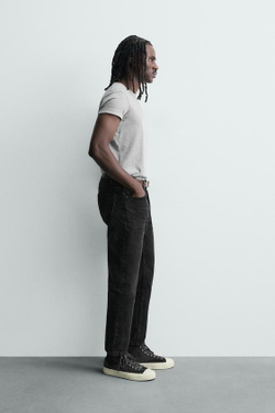 ZARA УКОРОЧЕННЫЕ ДЖИНСЫ SLIM FIT, УГОЛЬНЫЙ