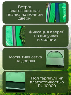 Палатка 4 местная с тамбуром с защитой от насекомых