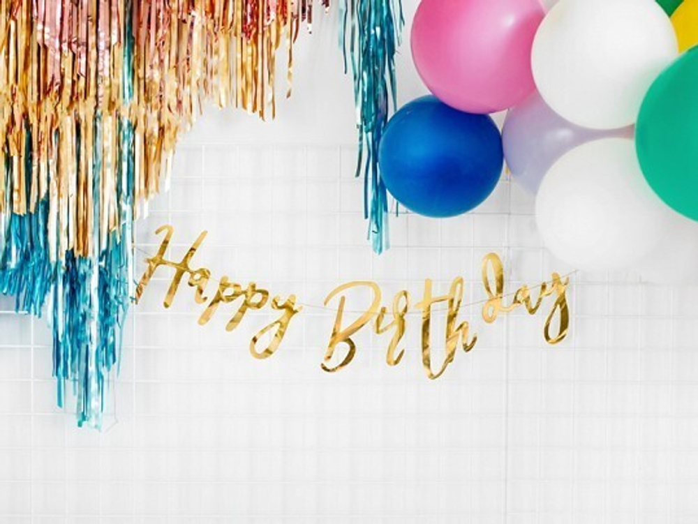Гирлянда "С Днем Рождения" [Happy Birthday] (золото) 62 см