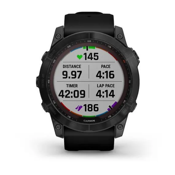 Умные часы Garmin Fenix 7X Sapphire Solar Титановый черный DLC с силиконовым ремешком 010-02541-23