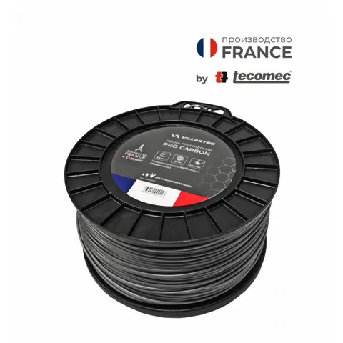 Леска для триммера круглая двухкомпонентная Carbon 2,5 мм × 241 м VILLARTEC PRO by Tecomec, 05200092