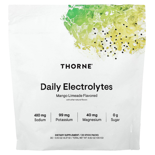 Thorne, ежедневные электролиты, со вкусом манго и лаймада, 30 пакетиков по 4,37 г (0,15 унции)