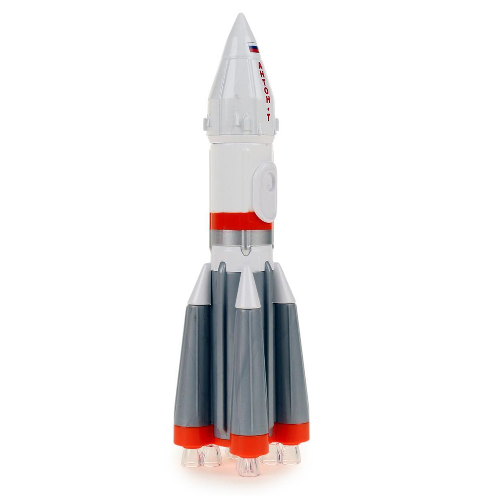 Модель ин. мет. "Ракета высота" 18см, свет-звук, люк, бело-серый, коробка ROCKET-18SL-WHGY (Технопарк)