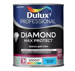 Краска для стен и потолков водно-дисперсионная Dulux Diamond Max Protect матовая база BC 0,9 л