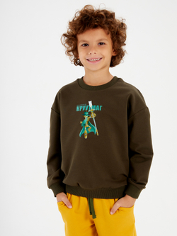 Свитшот детский CROOT Basic Oversize для мальчика, темно-зеленый, хлопок
