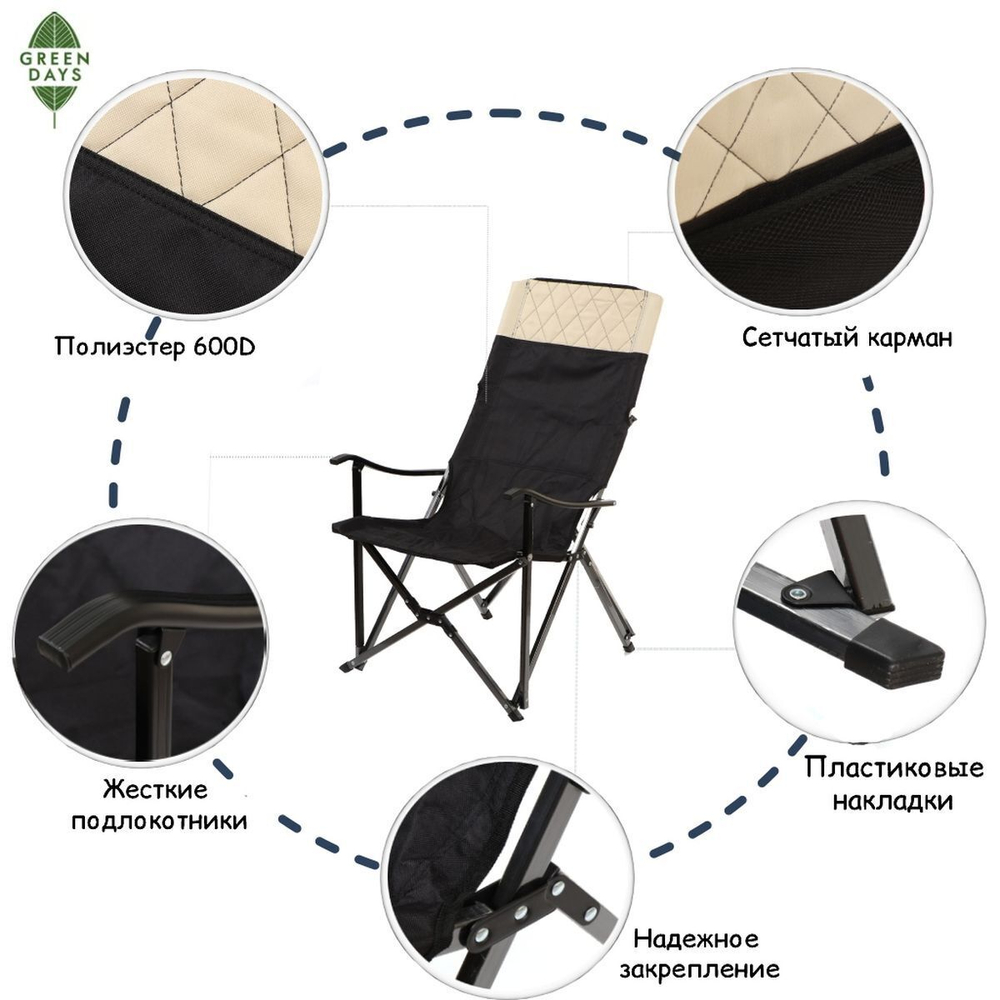 Стул-кресло 55х60х100 см, Lux, черный, 100 кг, Green Days