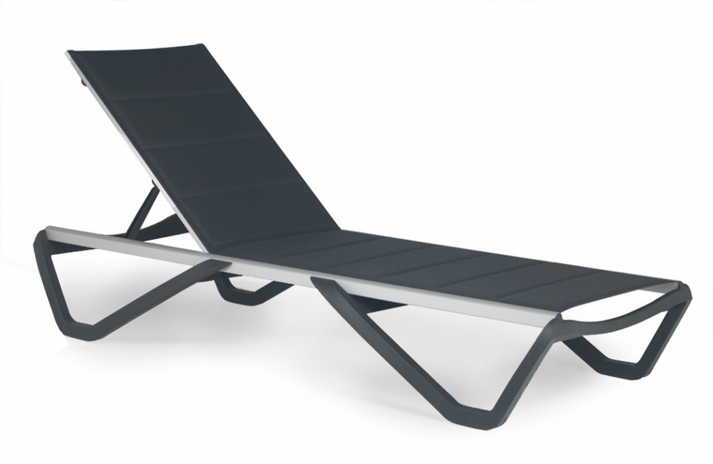 Шезлонг-лежак металлический Papatya Wave Pad, антрацит