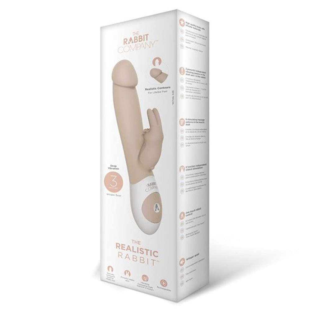 Телесный вибратор с клиторальным кроликом The Rabbit Company Realistic Rabbit TRC-012CRM
