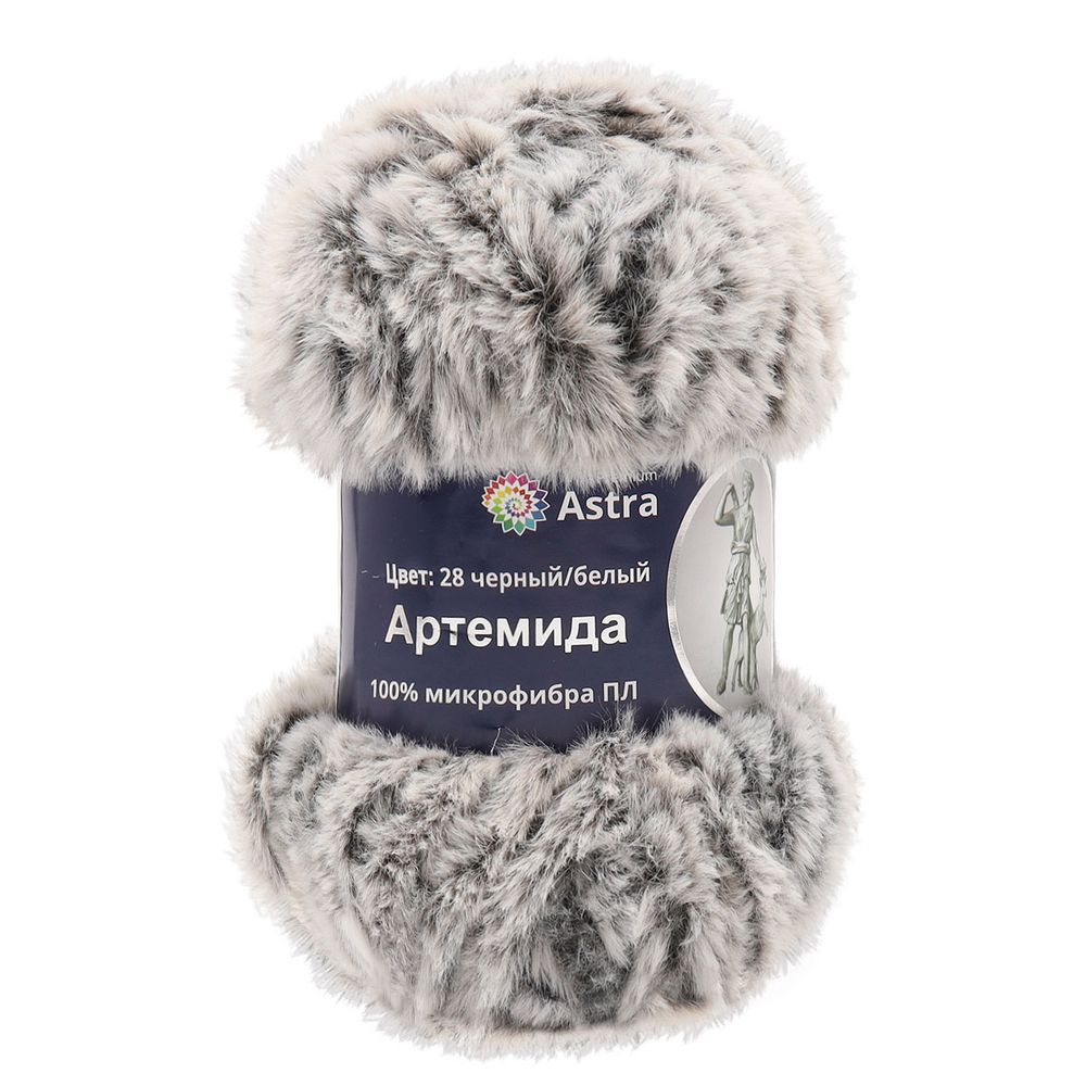 Пряжа Astra Premium (Астра Премиум) Артемида / уп.3 мот. по 100 г, 60 м, 28 черно-белый
