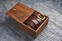 Ремень из гладкой итальянской кожи, цвет «коньяк», латунная пряжка