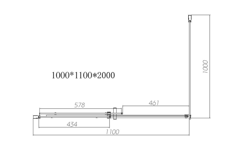 Душевой уголок Дайс (Dice) VSR-4D1011CL, 1100*1000, хром, стекло прозрачное,