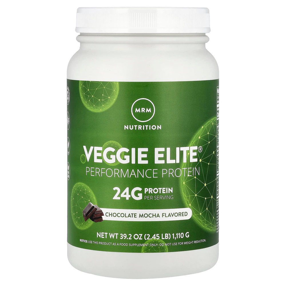 MRM Nutrition, Veggie Elite®, протеин для повышения производительности, шоколадное мокко, 1110 г (2,45 фунта)