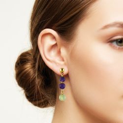 Серьги с аметистом и пренитом от "Урал Минерал"