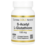 California Gold Nutrition, S-ацетил-L-глутатион, 100 мг, 30 растительных капсул