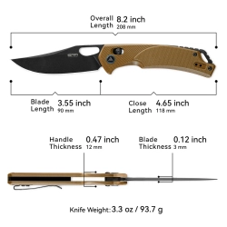 Нож складной SRM 9201-GW Retriever Blackwash (D2, Coyote G10)