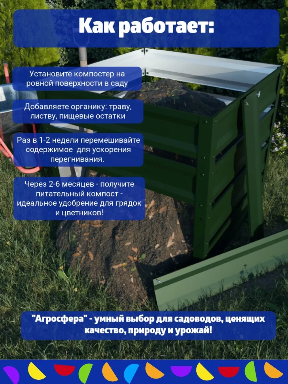 Компостер садовый оцинкованный 1040 л зеленый